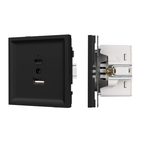 Механизм USB розетки SCT-TENDO-MUAC-SFPL-BK (5V, 3A, QC3) (Arlight, -)