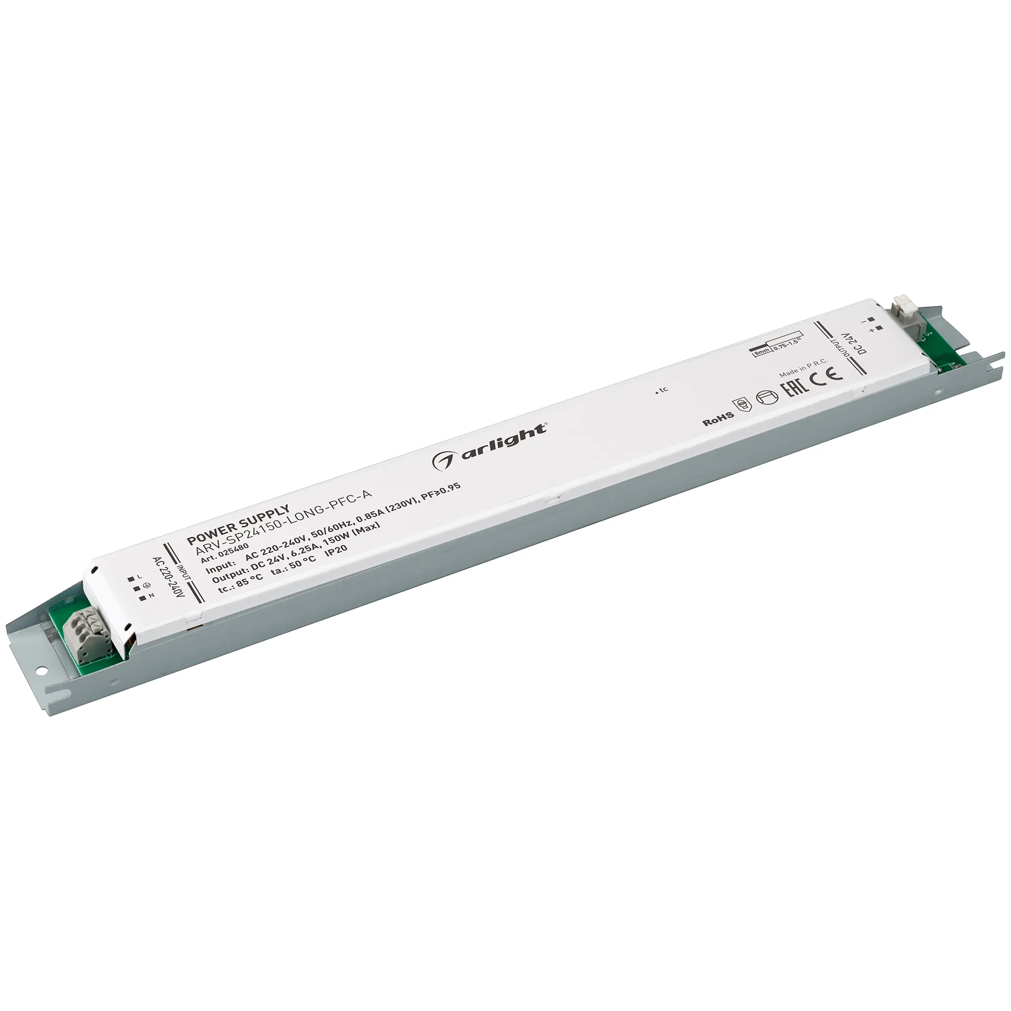 Блок питания ARV-SP24150-LONG-PFC-A (24V, 6.25A, 150W) (Arlight, IP20 Металл, 5 лет) - изображение товара