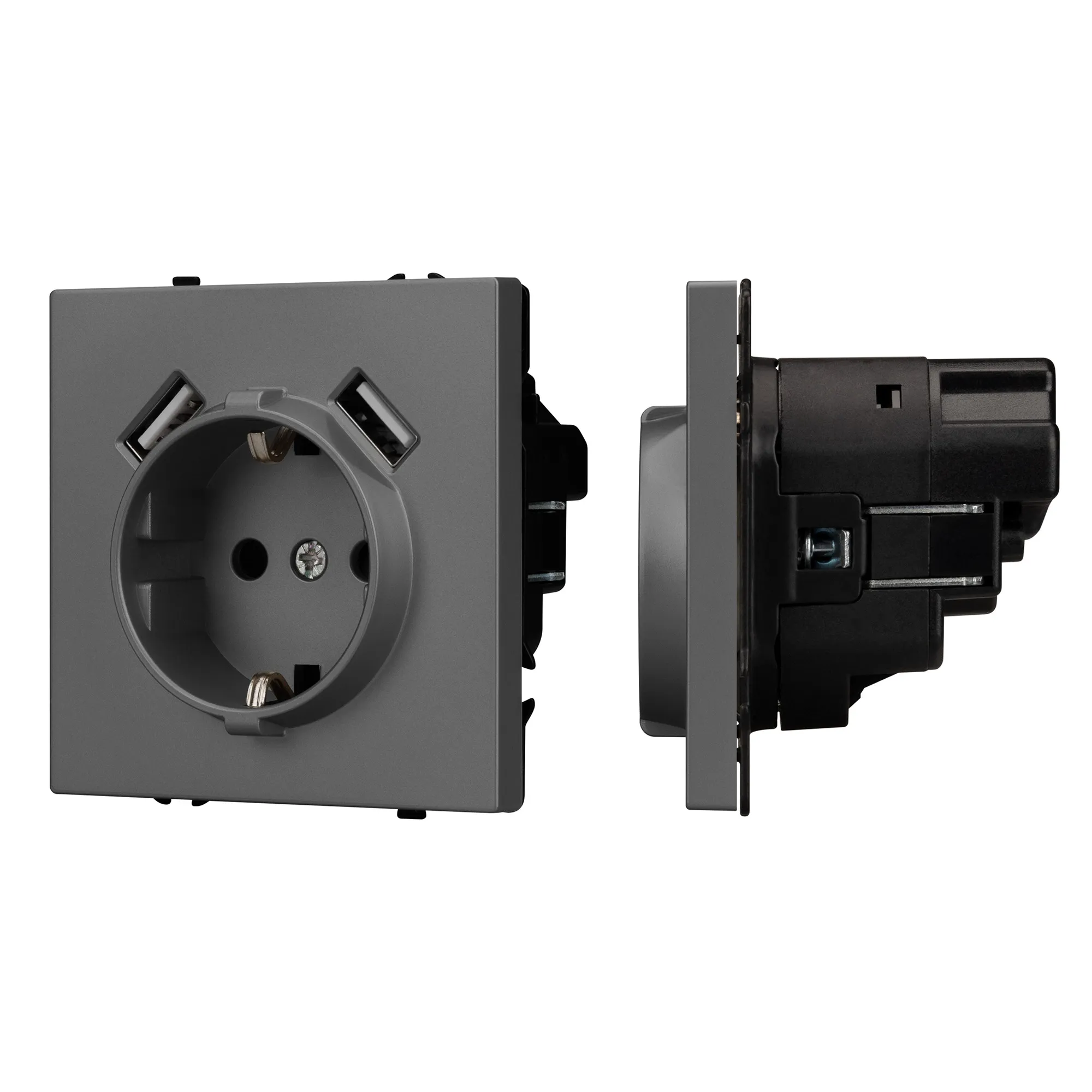 Механизм розетки с USB зарядкой SCT-NOBE-MUAA-SFPL-GR (230V, 16A) (Arlight, -) - изображение товара