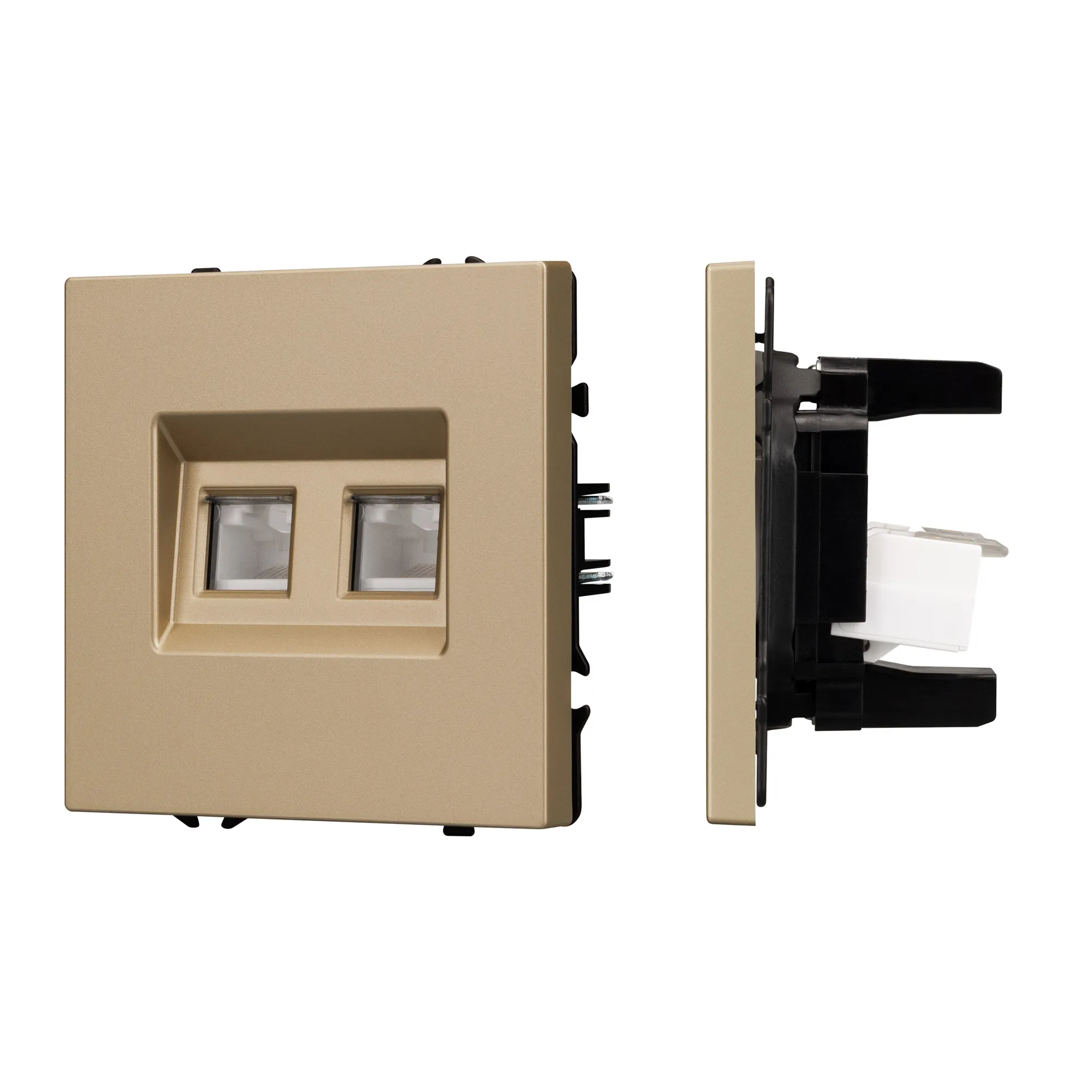 Механизм сдвоенной компьютерной розетки SCT-NOBE-MPC2-SFPL-GD (RJ-45, CAT6) (Arlight, -)