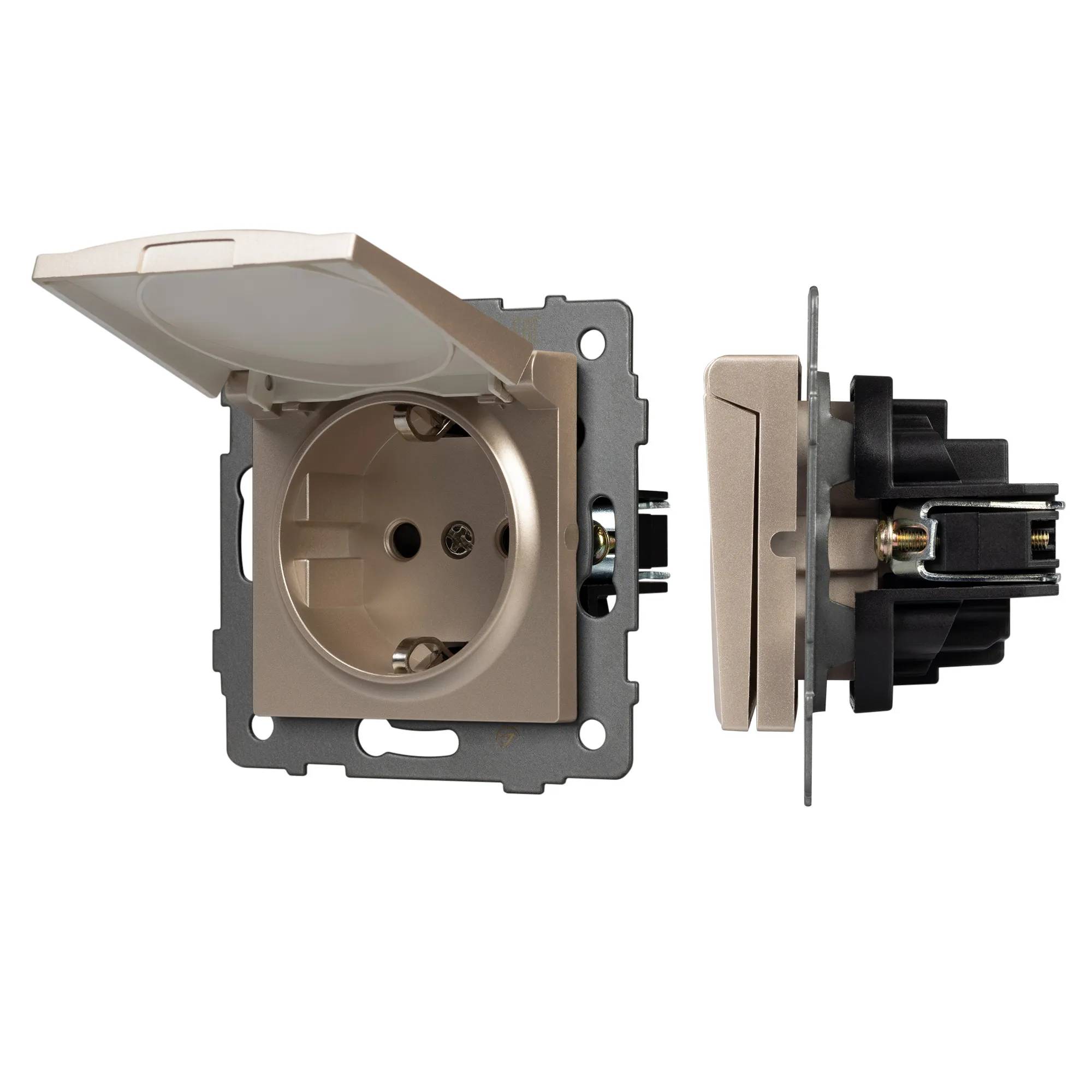 Механизм розетки влагозащищённый SCT-MCP-PL-GD-V (250V, 16A) (Arlight, -) - изображение товара