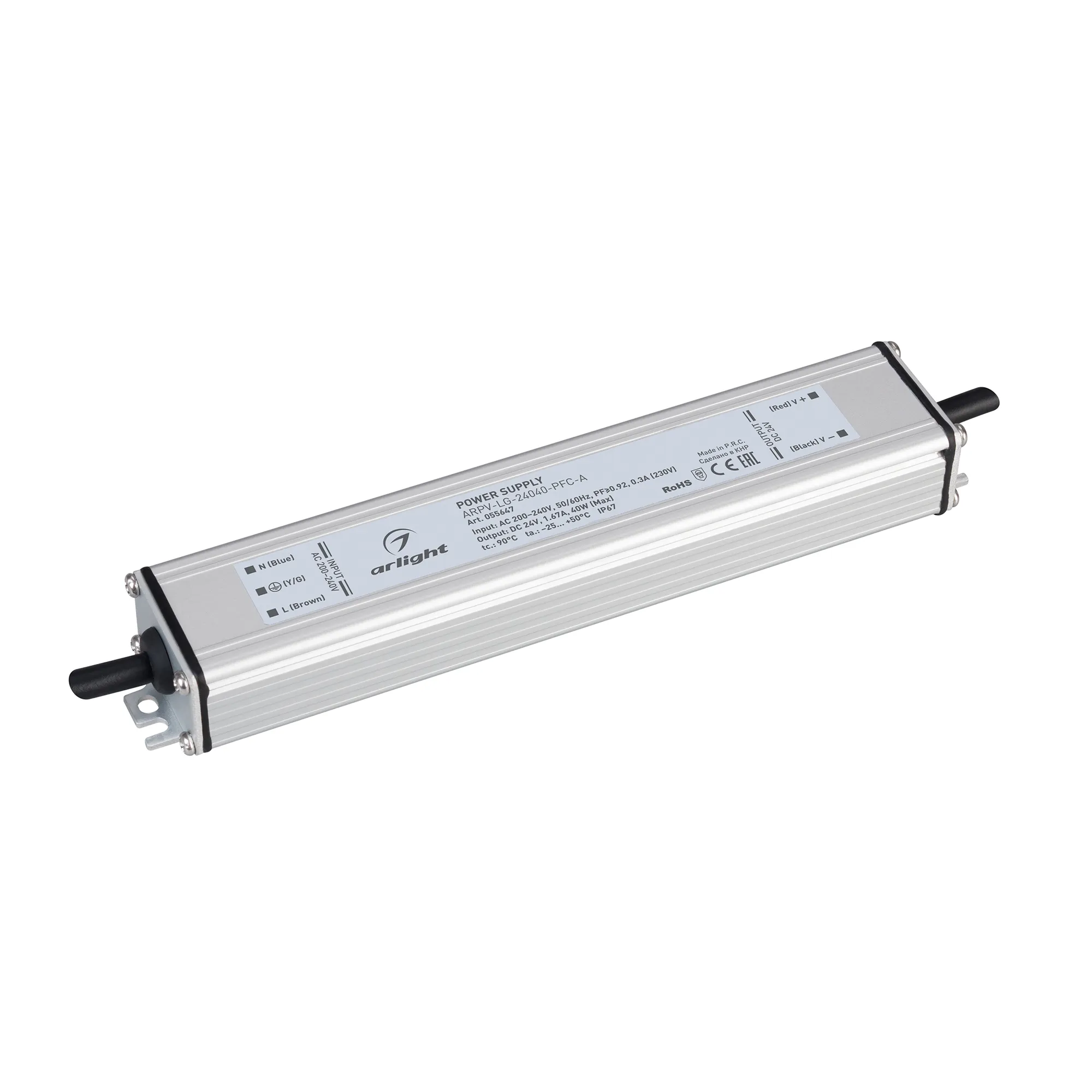 Блок питания ARPV-LG-24040-PFC-A (24V, 1.67A, 40W) (Arlight, IP67 Металл, 5 лет) - изображение товара