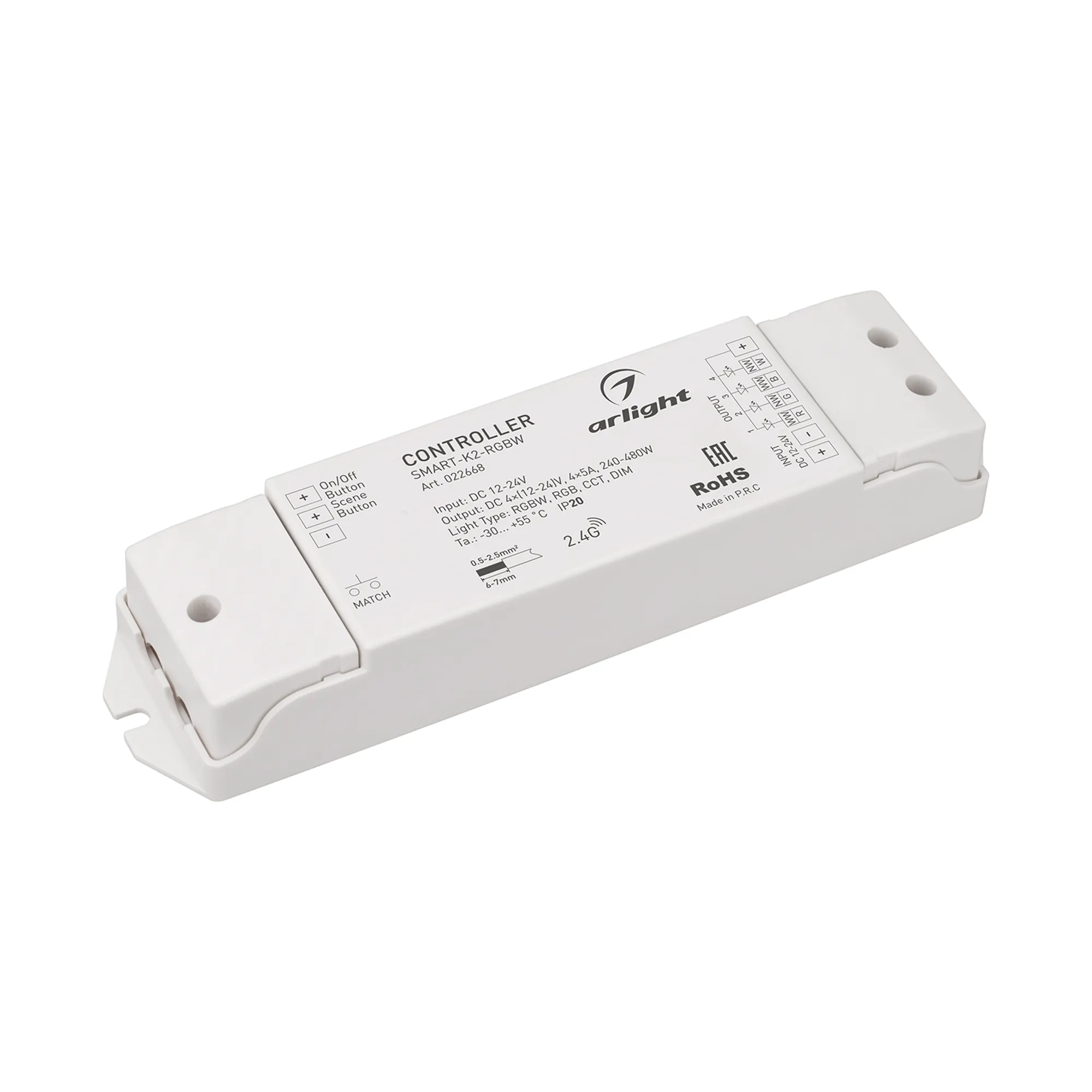 Контроллер SMART-K2-RGBW (12-24V, 4x5A, 2.4G) (Arlight, IP20 Пластик, 5 лет) - изображение товара
