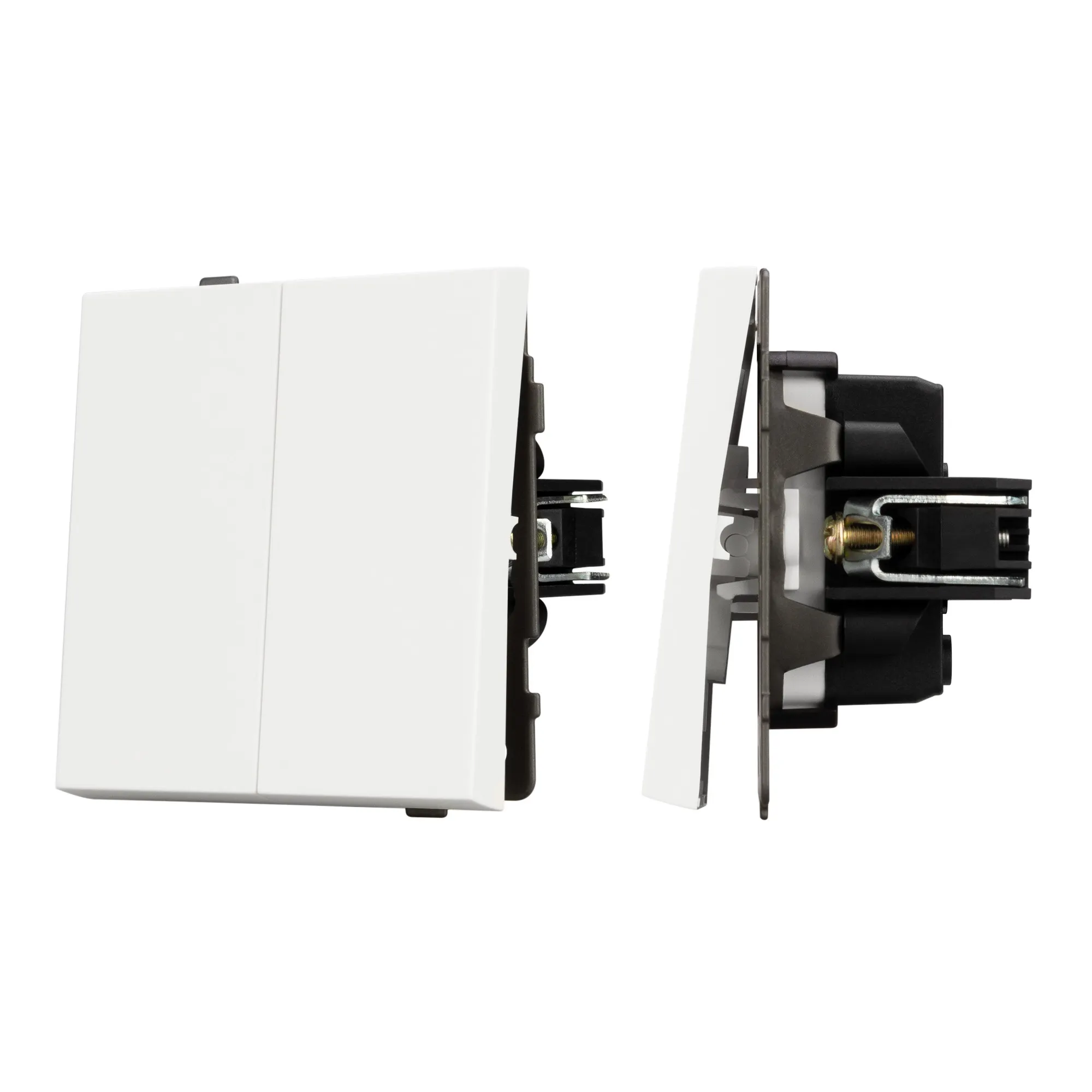 Механизм выключателя двухклавишный непроходной SWT-TENDO-MK02-SFPL-WH (230V, 10A) (Arlight, -)