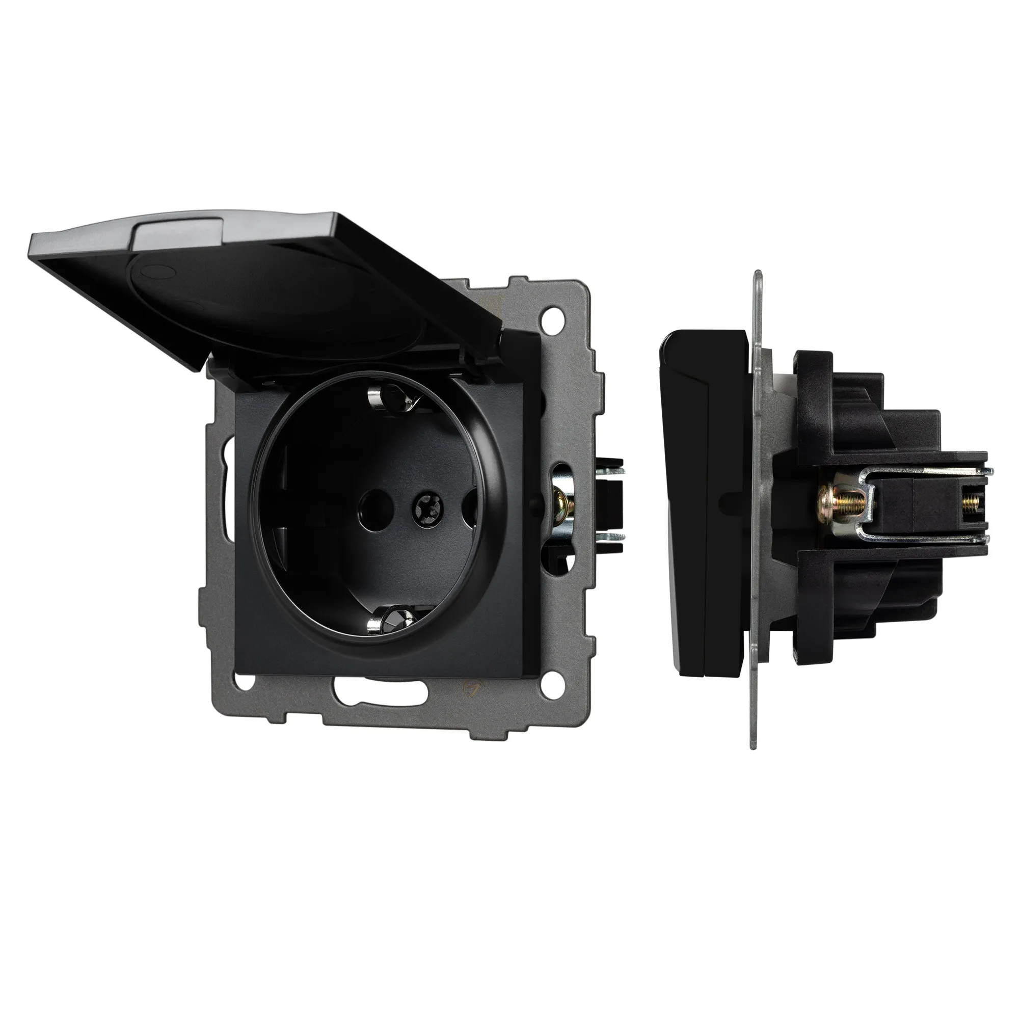 Механизм розетки влагозащищённый SCT-MCP-PL-BK-V (250V, 16A) (Arlight, -)